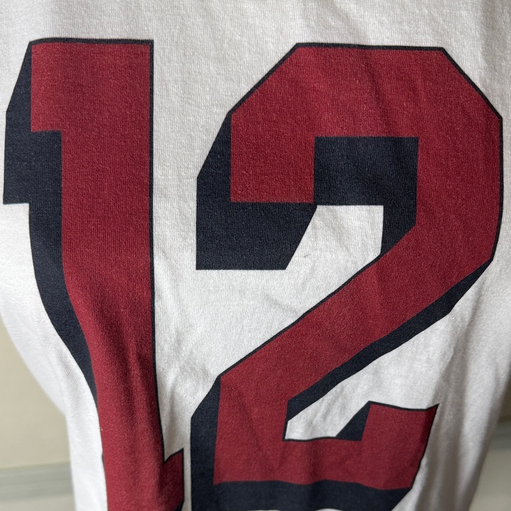 Port and Company White Tee with Red Number Design - Picture 3 of 3